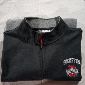 Champion OSU Men's 1/4 Zip Long Sleeve Pullover Sweatshirt L Black/Gray EUC